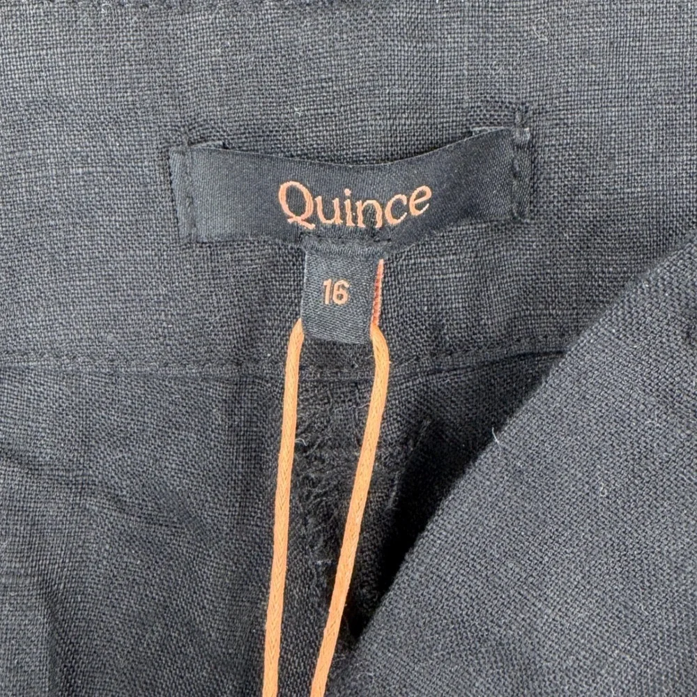 Quince European Linen Patch Pocket Wide Leg Pants Black 16 Minimalist Neutral